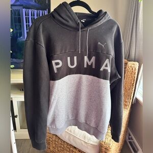 PUMA Black and Gray Hoodie Sweater Sweatshirt Sport Athletic Top Shirt Comfort